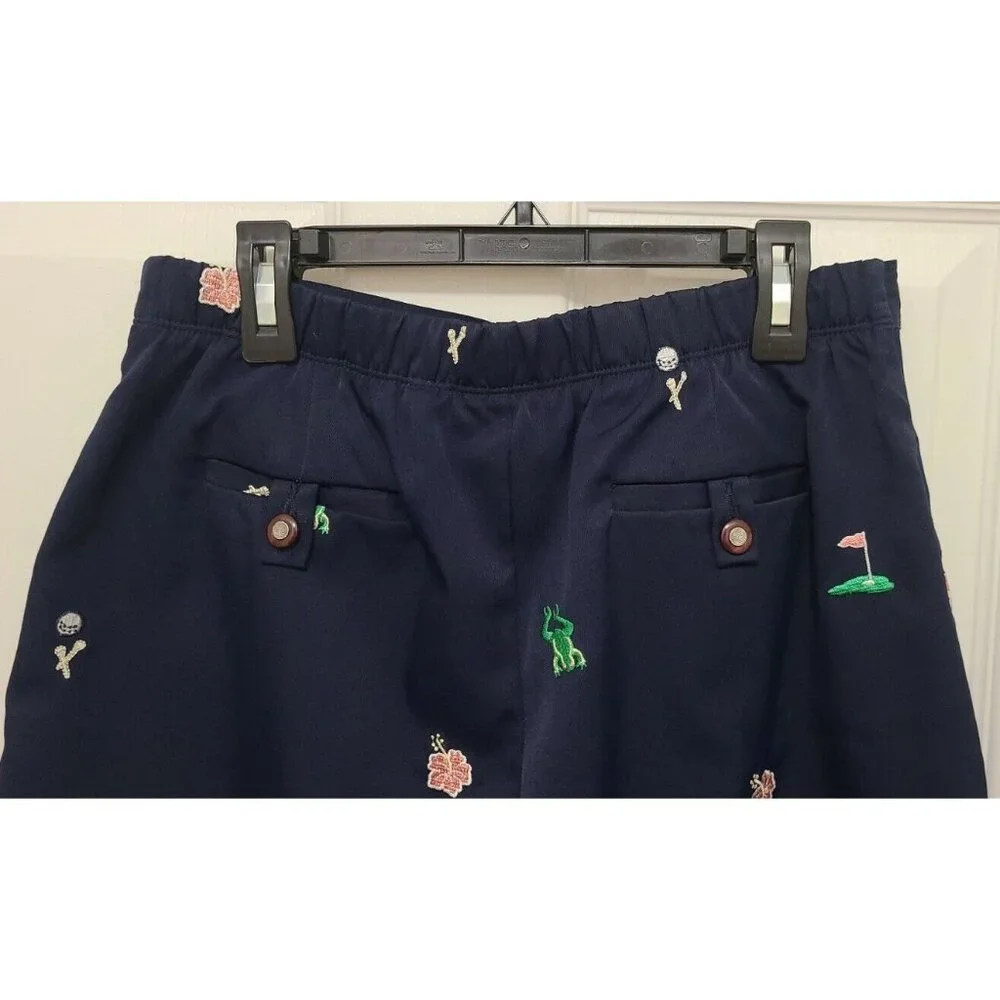 x2 Coral Bay Golf Women's Elastic Waist Golf Shorts‎ Embroidered Blue/Tan Sz 6P